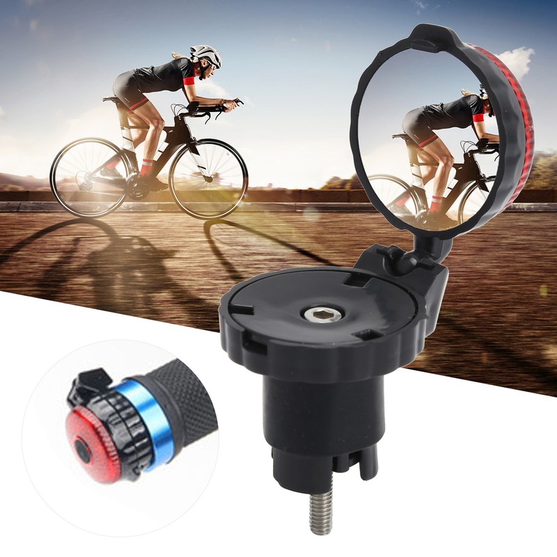 Bike Handlebar Plug Light with Rearview Mirror Bicycle Accessories Cycling