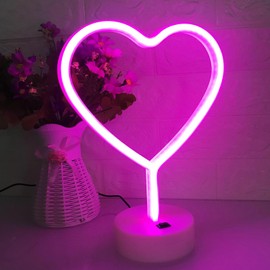 Pink LOVE Vertical LED Desk Lamp With Beautiful Decoration Bedroom Neon Light Switch Control Giving Gifts To Loved Ones Friends Children And Children Night Living Room Atmosphere Light Backup Light