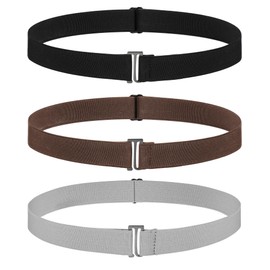 SATINIOR 2/3/4 Pack Women Elastic Stretch Belt Invisible Belts with Flat Buckle for Jeans Pants Dresses(Black, Coffee, Grey,3 Pack)