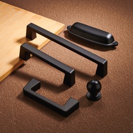 khtumeware 10 Pack 5 Inch(128mm) Kitchen Cabinet Handles,Matte Black Cabinet Pulls Kitchen Cabinet Hardware, Furniture Pulls for Bathroom Cupboard Drawer Handles Dresser Pulls