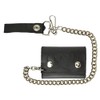 100% Leather Tri-fold Chain Wallet Black #946-14