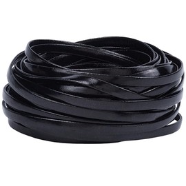 GORGECRAFT 10 m Metallic Leather Braided Cord 5 mm Black for Folding PU Leather Strips Cord Flat Soft Leather Trim for DIY Sewing Crafts Belt Bracelets Jewellery Making