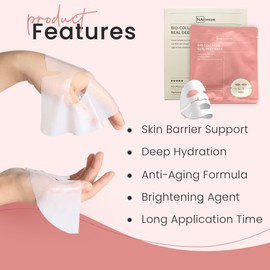 NAhmeds Bio-Collagen Real Deep Mask, Low Molecular Collagen, Deeply Hydrates and Moisturizes, 20gX4 Piecs