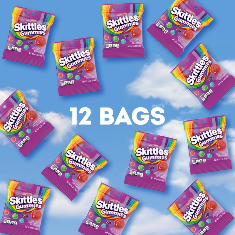 SKITTLES Gummies Wild Berry Fruit Gummy Candy, 4.2 Oz Bags