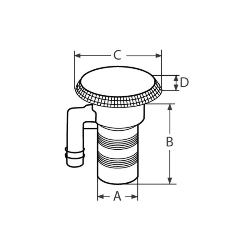 Vented gas deck fill, 1 1/2"
