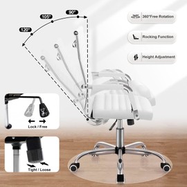 Shahoo PU Leather Office Chair, Mid-Back Executive Swivel Armchair for Conference Room, Home Office, White