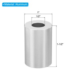 PATIKIL M12 Aluminum Spacers, 10 Pcs Metal Spacer Aluminum M12 X1"OD X1-1/2"L Aluminum Spacer Screw Standoff Round for 1/2" or M12 Screw Bolts, Silvery