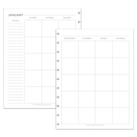 BetterNote Horizontal Undated Calendar Refill Pages for Disc Notebook, fits The Happy Planner, Discbound Levenger Circa, Staples Arc, TUL (Classic- 12 months, 11-Disc, 8.5"x11")