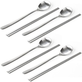 (Good Life Me) Stainless Steel Cutlery 4-Set, Newlywed Commercial Use, Spoons and Chopsticks, Korean Cutlery Set / (굿라이프미)스텐 수저 4세트 신혼 업소용 숟가락 젓가락 한식수저세트