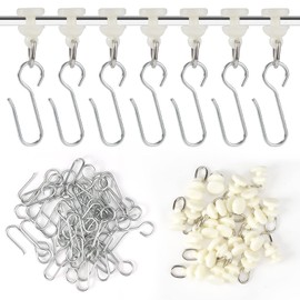 80 Pieces Curtain Hooks for Rails, Curtain Hooks Gliders Curtain Hooks with 40 Curtain Gliders and 40 Pieces Curtain Gliders, Rails Sliding Hooks for Window Curtains, Door Curtains, Shower Curtains