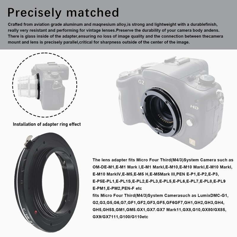 LM to M4/3 Adapter Compatible with for Leica M LM