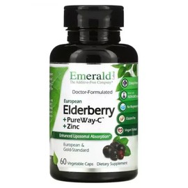 Emerald Laboratories Elderberry PureWay C Zinc Zinc 60 Vegetable Caps, 1 ea, 60 tablets / 에메랄드래보래토리즈 엘더베리 Elderberry PureWay C 아연 징크 Zinc 60 Vegetable Caps, 1개, 60정