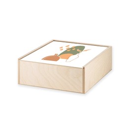 Fabulous Kiste aus Holz – Line Art Töpferei, minimalistisch, Illustration Design (11 x 11 x 3,5 cm)