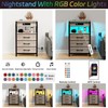 End Table with 3 Drawers, Night Stand with Charger Station