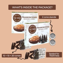 TRUMIRI Frankincense - Scented Incense Cones - Total 20 Cone Incense - Dual Pack of 10 Insence Cones - Incense Cones Scented - Cone Incense Scents - Insense Cones - Incent Cone