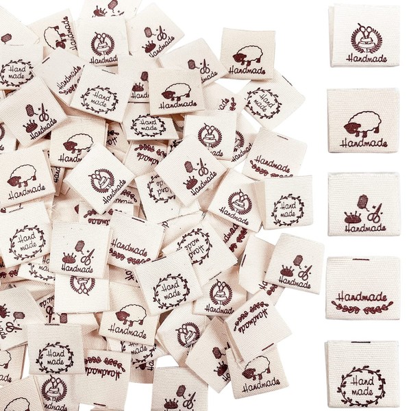 VZXQX Handmade Labels, Pack of 100 Handmade Labels Fabric for