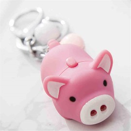 chaoqiu Cartoon Creative Cute Little Pig LED Vocalization Luminous Keychain Set of 3 Cute Charms, Bag Accessories, Gift, yellow