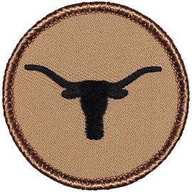 Longhorn Silhouette Patrol Patch - 2" Diameter Round Embroidered Patch (Sew-on)