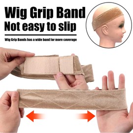 FIRSTPELLA 3 Pack Wig Grip Band for Women Girls,Wig Accessories for Women,Elastic Bands for Wig,Adjustable Velvet Wig Band for Keeping Wigs in Place, No-slip Wig Grip Headband (Beige)