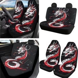 GIFTPUZZ Dragon 11-Piece Car Accessories Set – Premium Car Seat Covers, Gear Shift Knob Covers, Seat Belt Pads, Steering Wheel Cover, and Car Coaster for Cars, Trucks, and SUV
