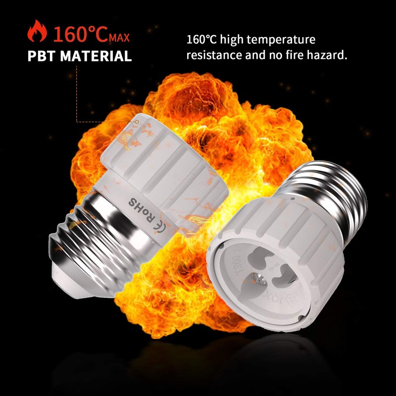 DiCUNO E26 to GU10 Adapter 160℃ Heat Resistant Maximum Wattage