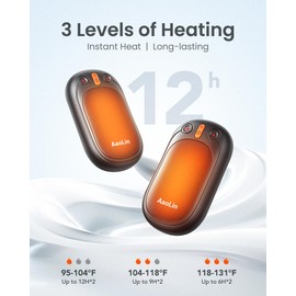 AI Hand Warmers Rechargeable, AaoLin 2 Pack Electric Hand Warmers Reusable, 12Hrs Long Heating, Portable Pocket Handwarmer Great Gift for Outdoors, Camping, Golf, Hunting Gear