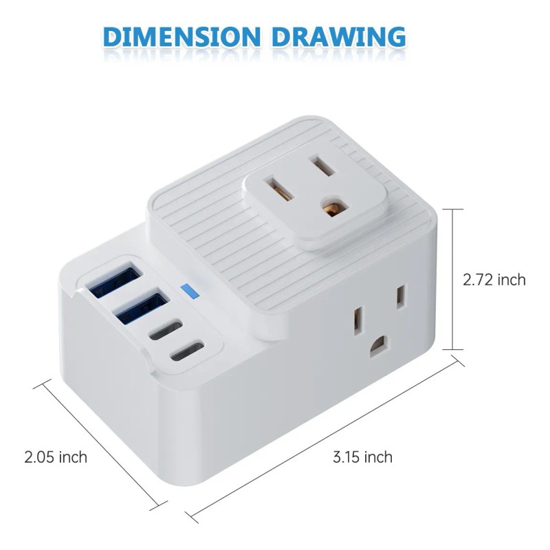 Enchufe Regleta Multicontacto Triple Portatil Con 4 Usb