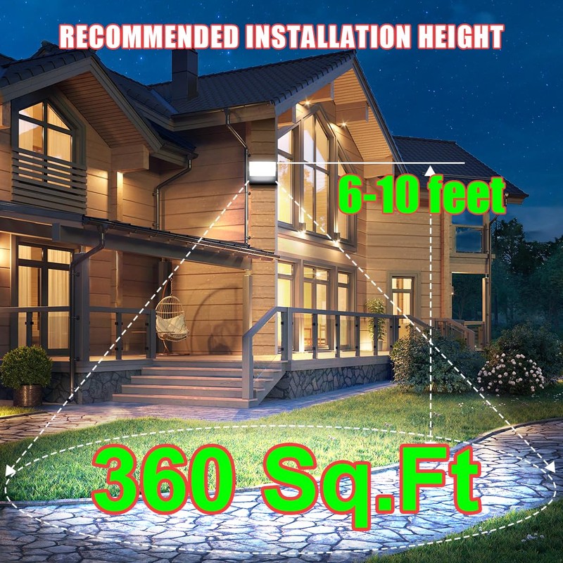 Juyace 60W LED Flood Lights Outdoor Wall Pack Light No