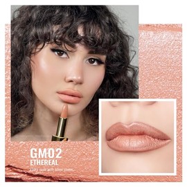 OULAC Lippenstift Metallic Glanz Finish, Pinky Nackt Langanhaltender Glitzer Lippenstifte, Feuchtigkeit und Glanz f√ºr die Lippen, Intensive Farbe Feine Textur, Vegan, 4.3g (GM02) Ethereal