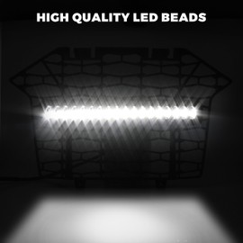 SAUTVS Front Mesh Grill with LED Light Bar for RZR PRO XP/Turbo R/PRO R, Waterproof Black Mesh Grille with LED Light Bar for Polaris RZR PRO XP XP4/ RZR PRO R/RZR Turbo R R4 2020-2024 Accessories