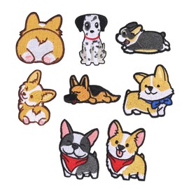 Idhadkc 8 Pcs Cute Dog Patches for Clothing, Badge Embroidery Patch, Iron on Sew on Embroidered Decoration Appliques for Clothes