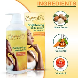 CAROTÏS, Skin Brightening Lotion - 13.5 Fl oz / 400ml |For Body, Knees, Elbows, Hands, with Carrot Oil and Vitamin A