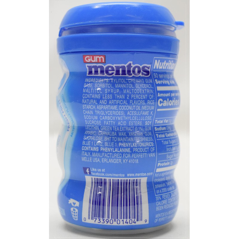 Mentos, Pure Fresh, Gum, Sugar Free, Fresh Mint (Pack of