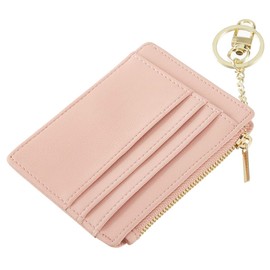 Sodsay Card Case Slim Front Pocket Wallet for Women Credit Card Holder with Keychain(Smooth Pink Lotus)