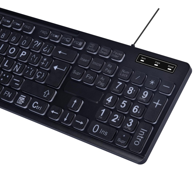 USB Wired Spanish Keyboard - 105 Keys QWERTY ANSI Layout