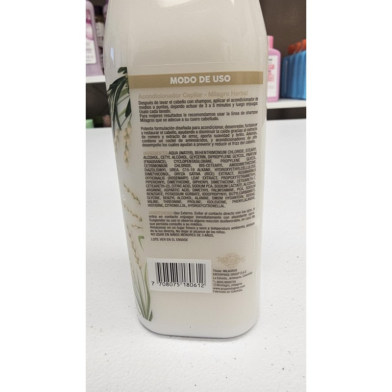 Milagros Acondicionador Herbal | Disminuye la Caida Del Cabello y