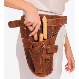 Garden Florist Tool Belt for Men | Leather Tool Belt for Women | Handmade Belt for Gardener, Electrician, and Carpenter | Leather Florist Belt (Brown CrazyHorse)