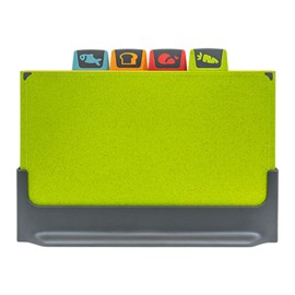 4PCS Colour Coded Chopping Board Set, Wheat Straw Cutting Board with Stand and Non-Slip Feet, Reversible Chopping Board with Storage Stand for Kitchens