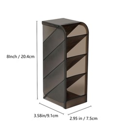 Pen Holder for Desk, 4 Compartment Pencil Organizer Tiered Vanity Countertop Makeup Brush Desktop Storage Rack, Plastic Angled Storage Organizer for Pen Makeup Brush (Black)