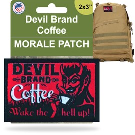 Devil Brand Coffee Morale Patch| Funny Coffee Patches by RedheadedTshirts| Show Your Love for Caffeine on Your Plate Carrier, Backpack, Tactical Gear, Vest, hat or Backpack| Made in The USA!