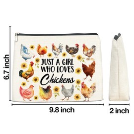 LGLZSHP Chicken Makeup Bag Chicken Gifts for Girls Cosmetic Bag Just a Girl Who Loves Chickens Zipper Makeup Pouch