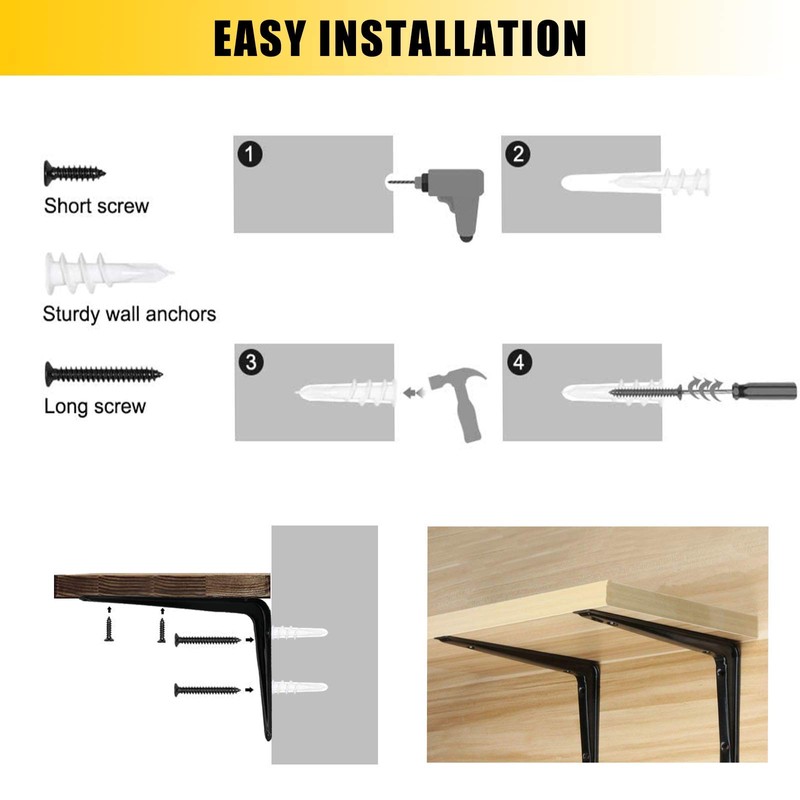KOOLPUG Shelf Brackets with Screws and Mini Spirit Level, 10