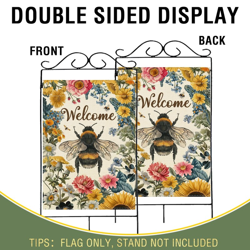 Welcome Spring Summer Bumble Bee Large Decorative House Flag