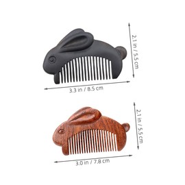 Healeved 2pcs Bunny Comb Portable Wood Hair Combs for Women Detangling Fine Tooth Design Lightweight Travel-friendly Cute Cartoon Style for Pocket Use for Everyday Grooming and Styling