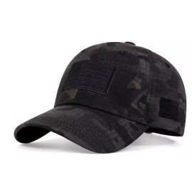 USA Tactical American Flag Black Camo Camouflage Cap Hat Army Military Baseball