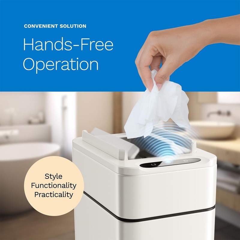 hOmeLabs Durable 2.4 Gallon Sensor Trash Can, Retractable Butterfly Lid,
