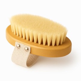 Cepillo Corporal exfoliante 100% Natural Suave, Libre de Plástico, Mango de Bambú y Cerdas Naturales de origen vegetal , Ideal para Cepillado en Seco, Reduce Celulitis, Mejora la Circulación y Tonifica la Piel