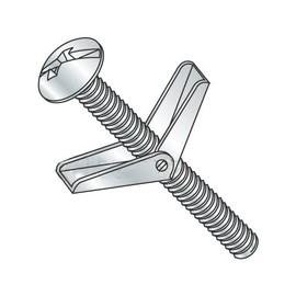 1/4" x 4" Toggle Bolts/Mushroom Head/Combo Drive/Steel/Zinc/Anchor Size: 1/4" / Screw Size: 1/4-20 x 4" / Drill Bit/Hole Size: 5/8" (Carton: 50 pcs)