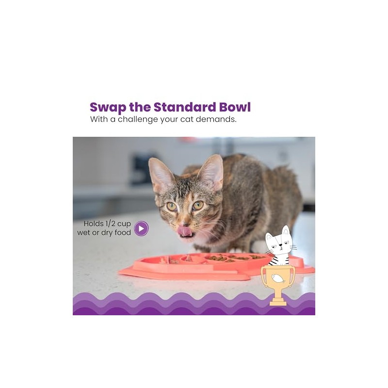 Petstages Fishie Fun Feed Mat - Comedero Lento para Gatos