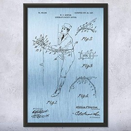 Framed Linemans Safety Harness Print, Lineman Gift, Climbing Belt, Harness Blueprint, Contractor Gift, Cable Rigger Gift Blue Steel (8x10)